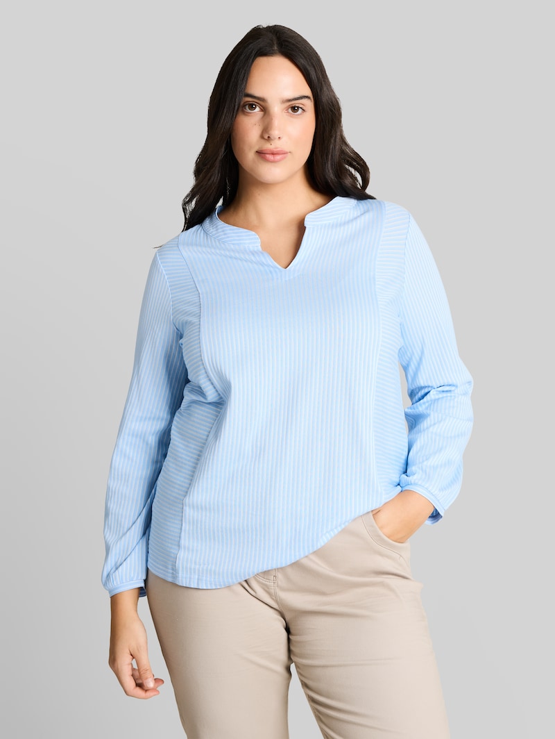 Tom Tailor Plus Size - Blusenshirt mit Streifenmuster - Blue White Thin Stripe Tom Tailor Plus Size - Blusenshirt mit Streifenmuster - Blue White Thin Stripe