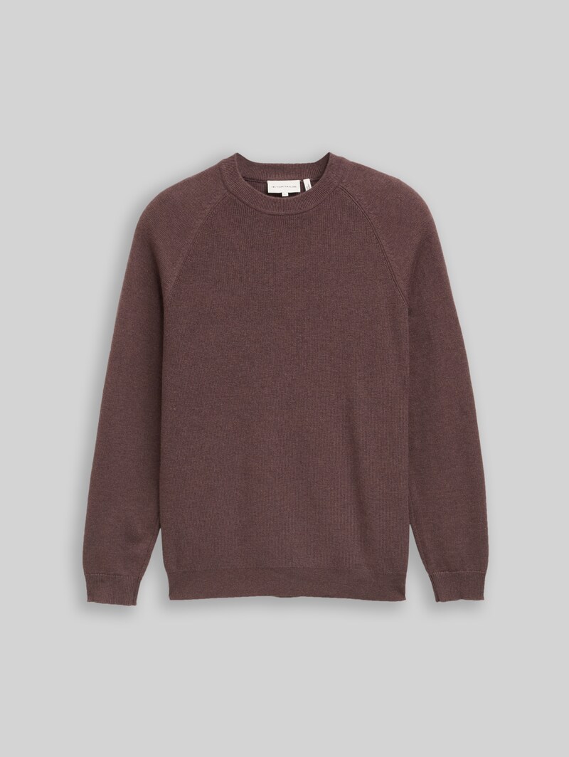 Tom Tailor Strickpullover mit Wollanteil - Bag Brown Melange