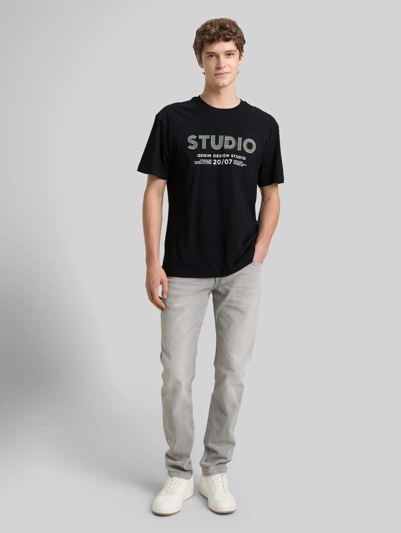 Tom Tailor Relaxed Fit T-Shirt mit Print - Black