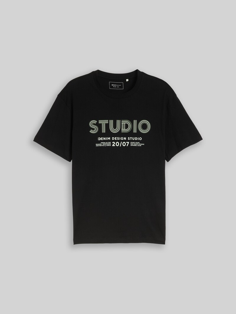Tom Tailor Relaxed Fit T-Shirt mit Print - Black