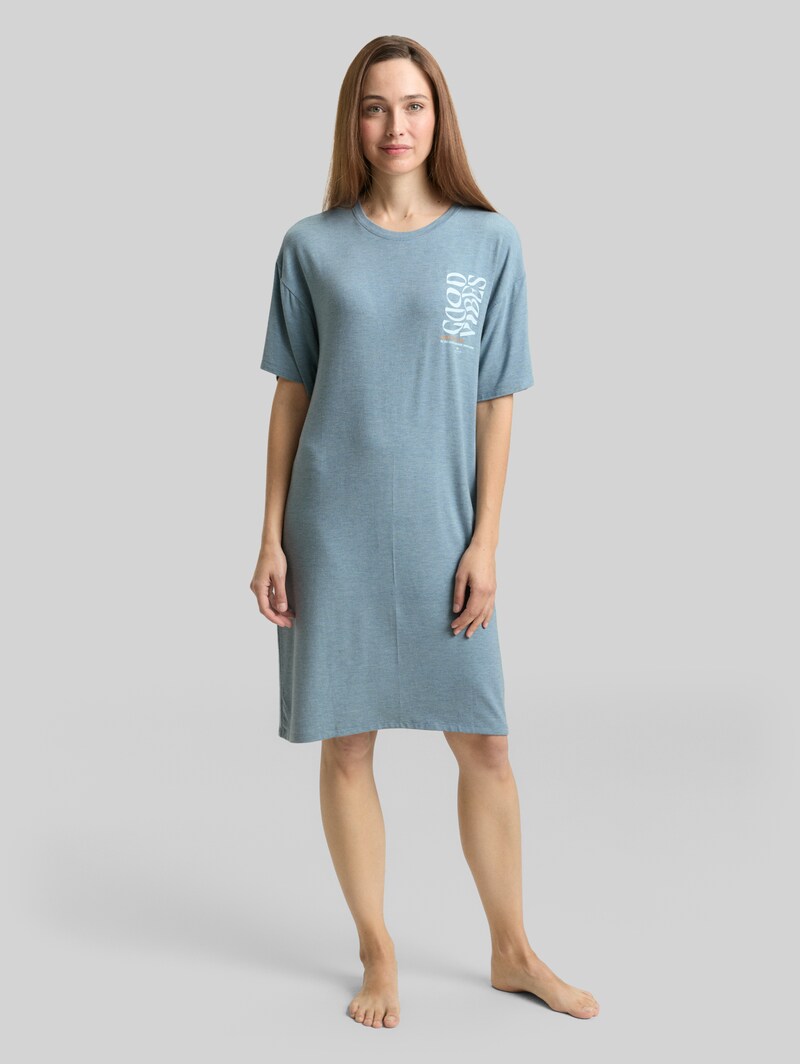 Tom Tailor Nachthemd in Melange-Optik - Blue-medium-melange
