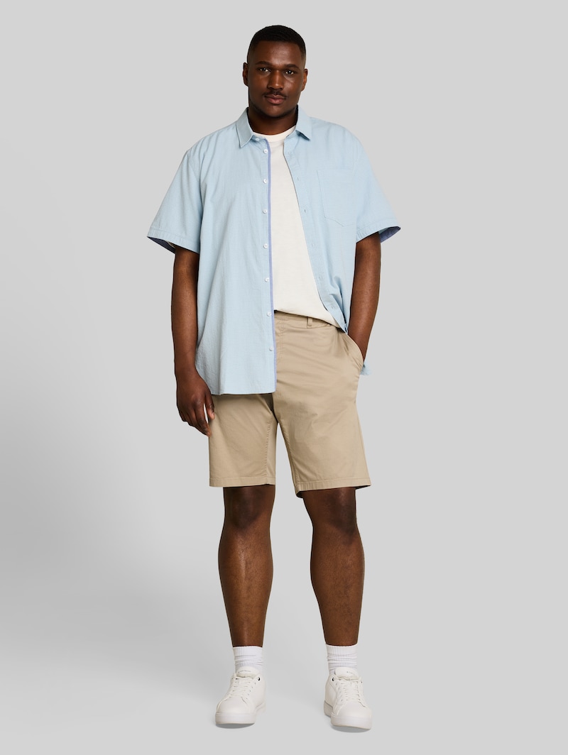 Tom Tailor Plus Size - Slim Chino Shorts - Beige Mini Geometric Print