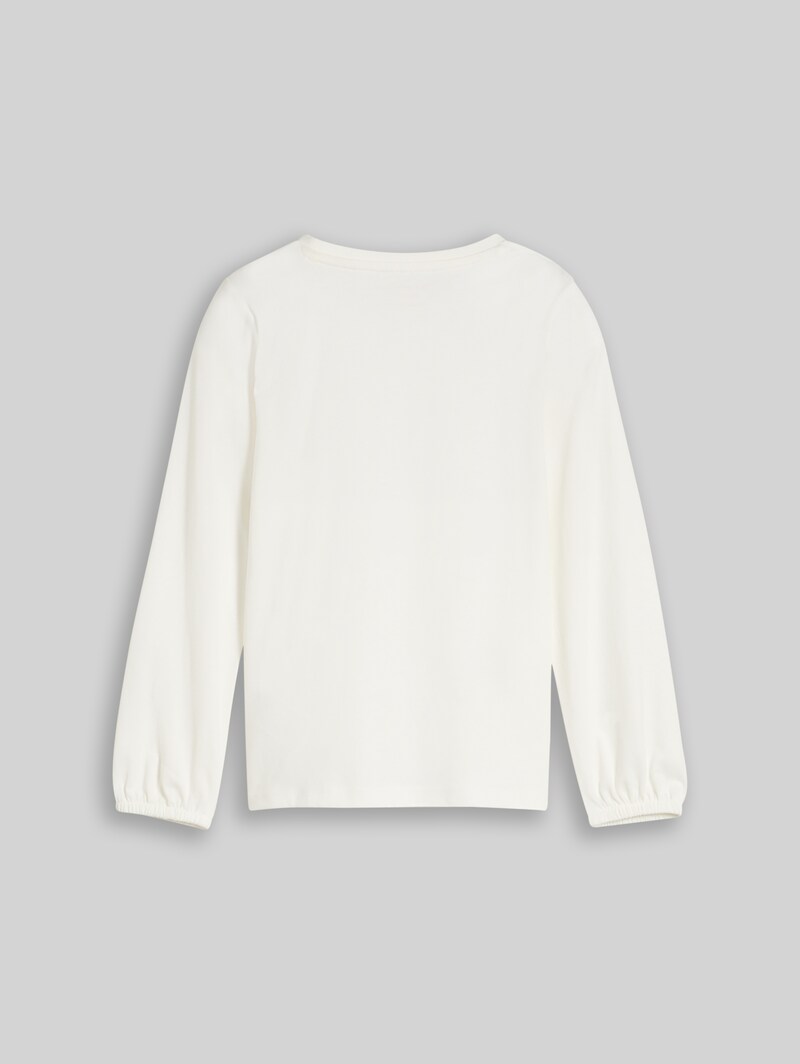 Tom Tailor Langarmshirt mit Wendepailletten - Whisper White Tom Tailor Langarmshirt mit Wendepailletten - Whisper White