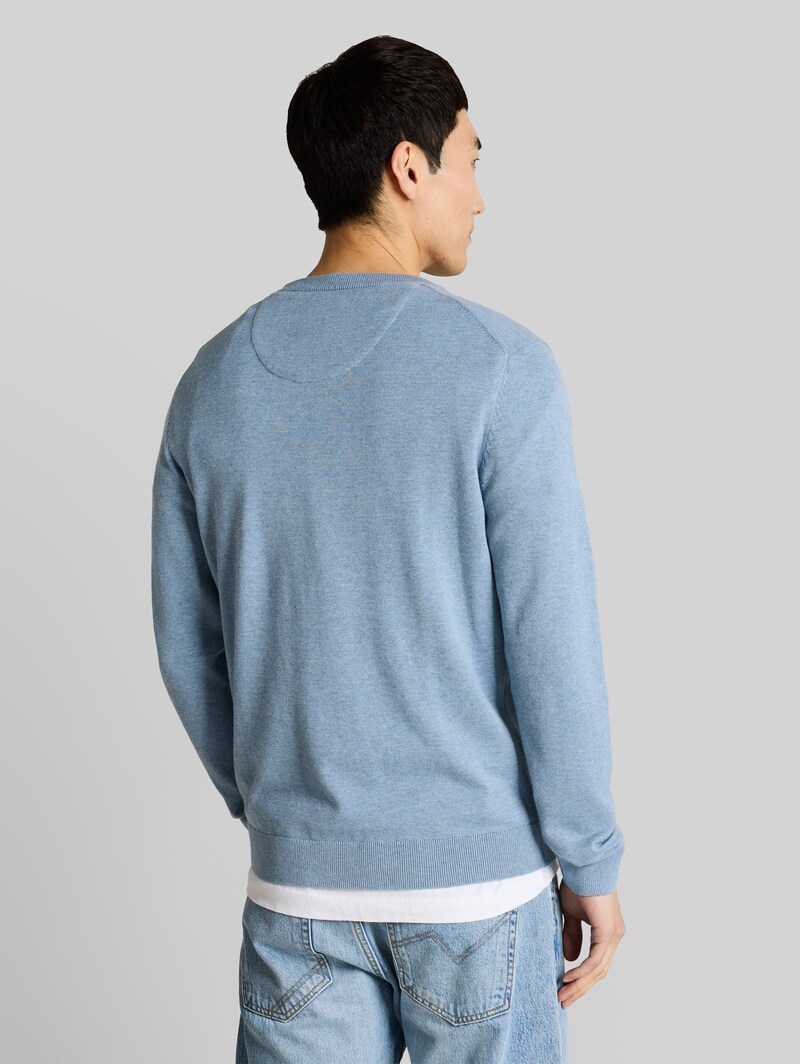 Tom Tailor Basic Strickpullover aus Baumwolle - Mountain Spring Blue Melange
