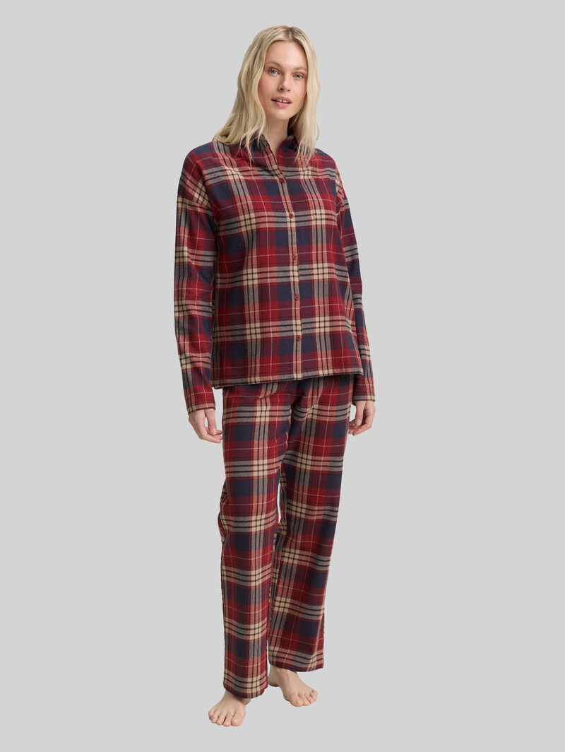 Tom Tailor Pyjama-Set mit Karomuster - Red-medium-check