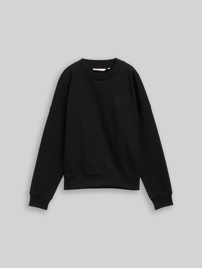 Tom Tailor Sweatshirt mit Glitzer-Stickerei - Deep Black