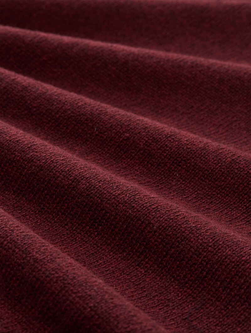 Tom Tailor Troyer Strickpullover mit Ripp-Details - Bordeaux Melange