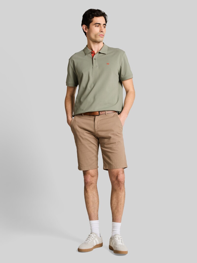 Tom Tailor Piqué Poloshirt mit Logo-Stickerei - Greyish Shadow Olive