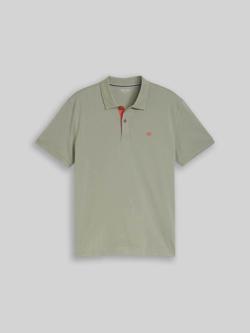 Tom Tailor Piqué Poloshirt mit Logo-Stickerei - Greyish Shadow Olive