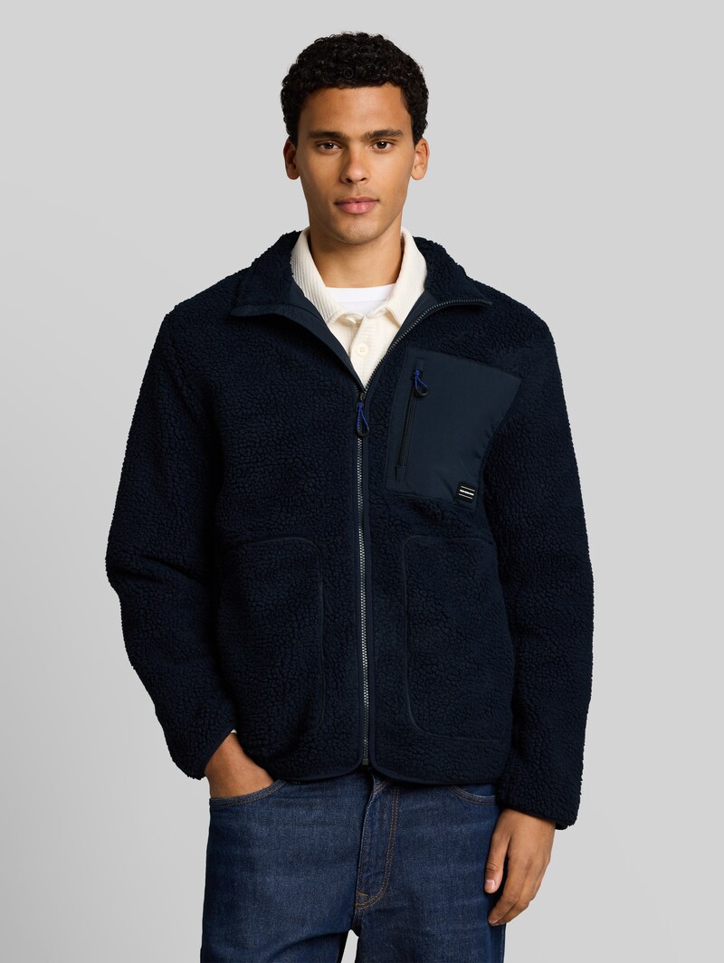 Tom Tailor Relaxed Fit Teddy Jacke - Sky Captain Blue Tom Tailor Relaxed Fit Teddy Jacke - Sky Captain Blue