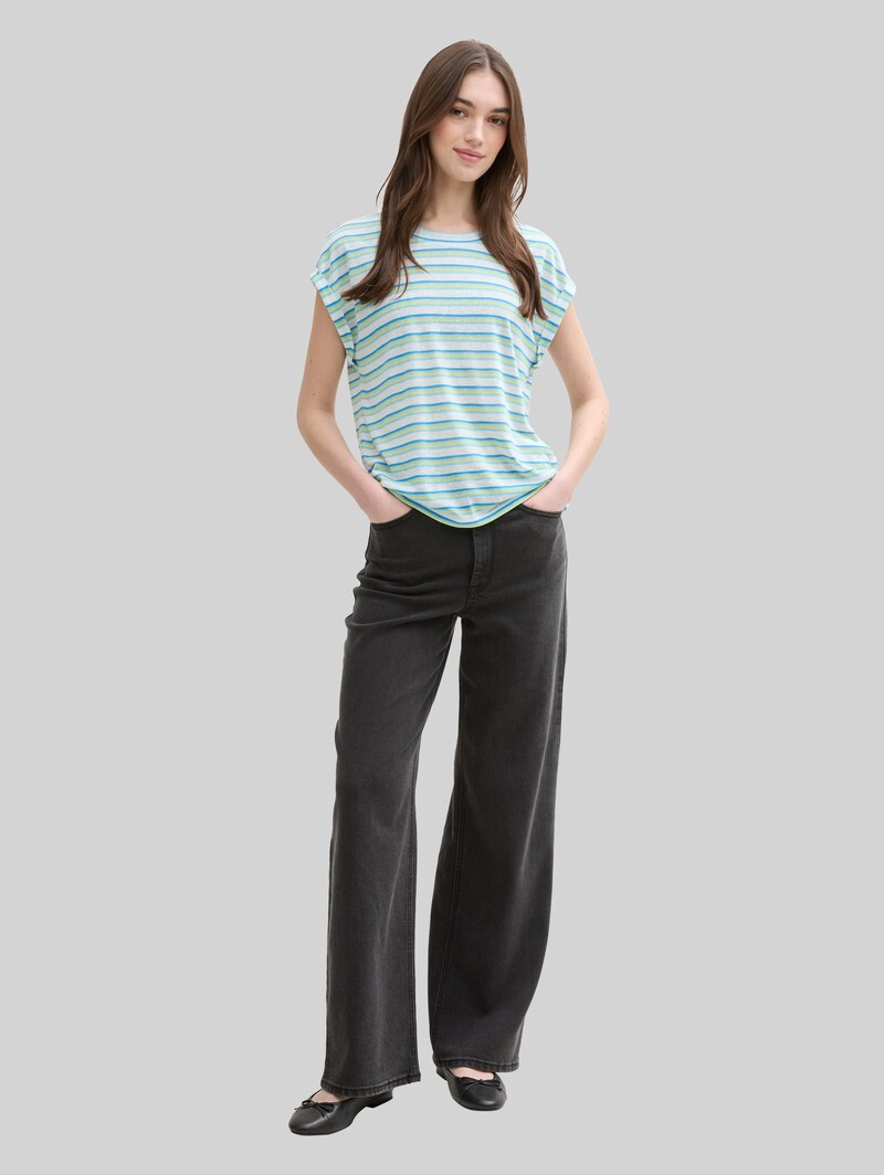 Tom Tailor T-Shirt mit Streifenmuster - Light Multicolor Stripe