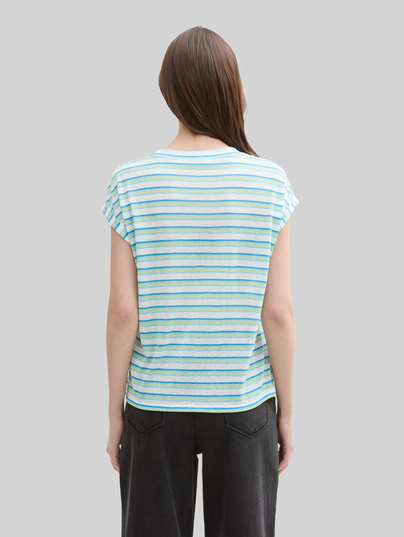 Tom Tailor T-Shirt mit Streifenmuster - Light Multicolor Stripe