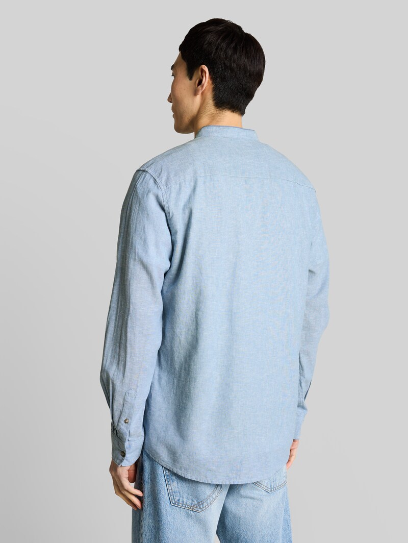 Tom Tailor Regular Fit Hemd mit Leinenanteil - Bleeched Blue Chambray