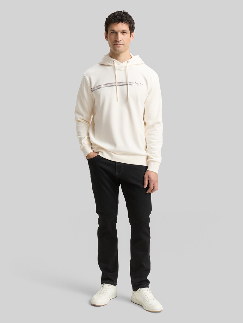 Tom Tailor Hoodie Sweatshirt mit Logo-Print - Wool White
