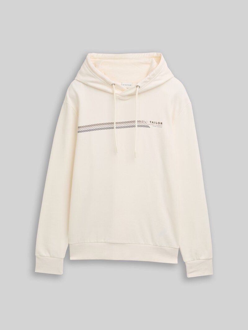 Tom Tailor Hoodie Sweatshirt mit Logo-Print - Wool White