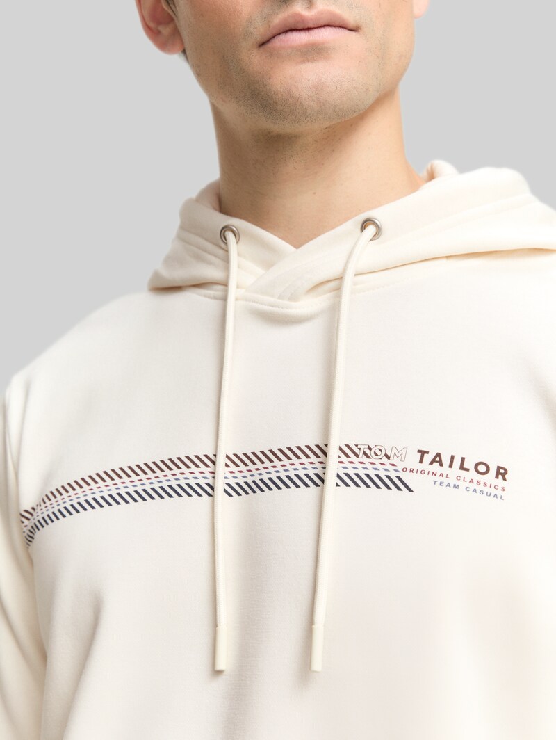 Tom Tailor Hoodie Sweatshirt mit Logo-Print - Wool White