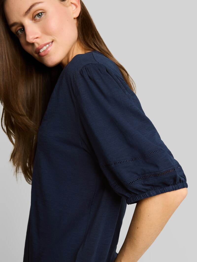 Tom Tailor Blusenshirt mit Spitzendetails - Sky Captain Blue