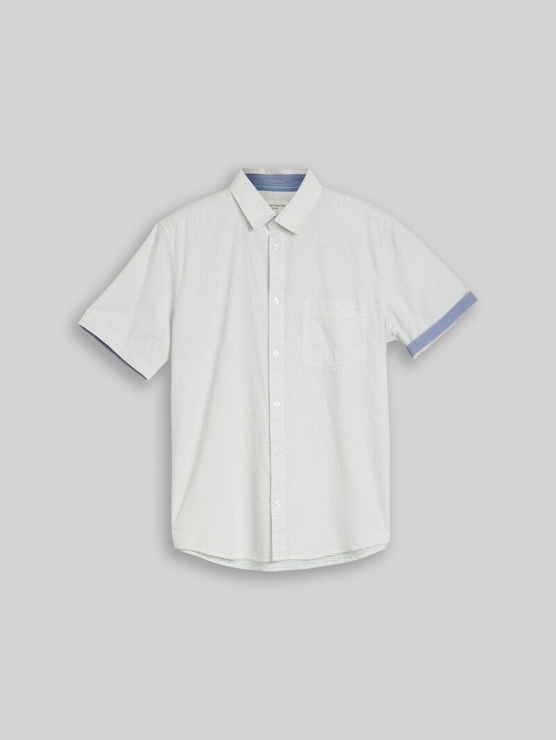 Tom Tailor Regular Fit Kurzarmhemd aus Baumwolle - Gardenia White Dot Structure