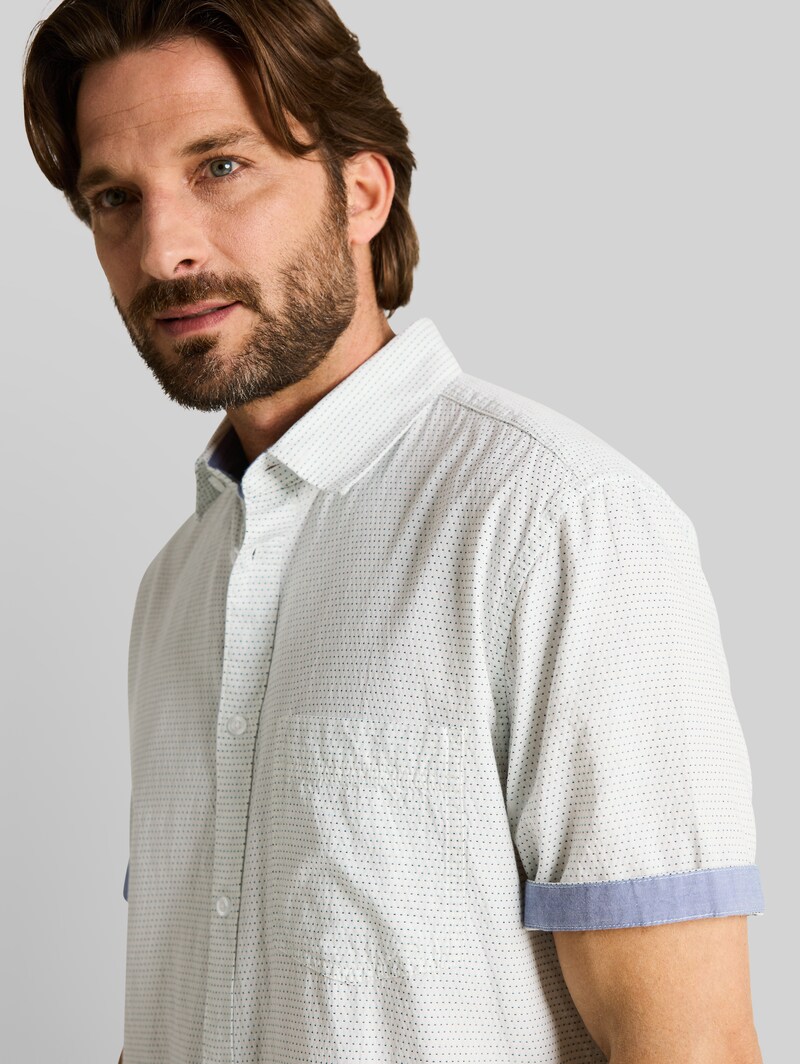 Tom Tailor Regular Fit Kurzarmhemd aus Baumwolle - Gardenia White Dot Structure