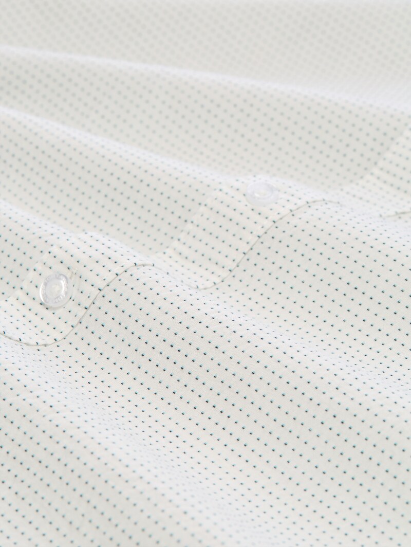 Tom Tailor Regular Fit Kurzarmhemd aus Baumwolle - Gardenia White Dot Structure