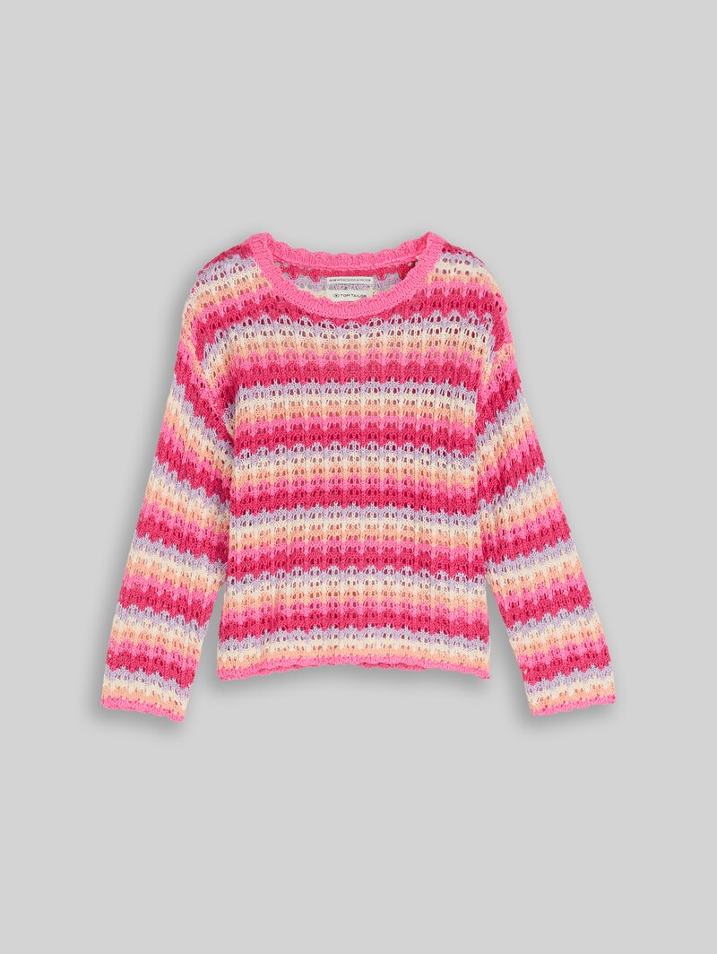 Tom Tailor Oversize cropped Strickpullover - Multicolor Stripe