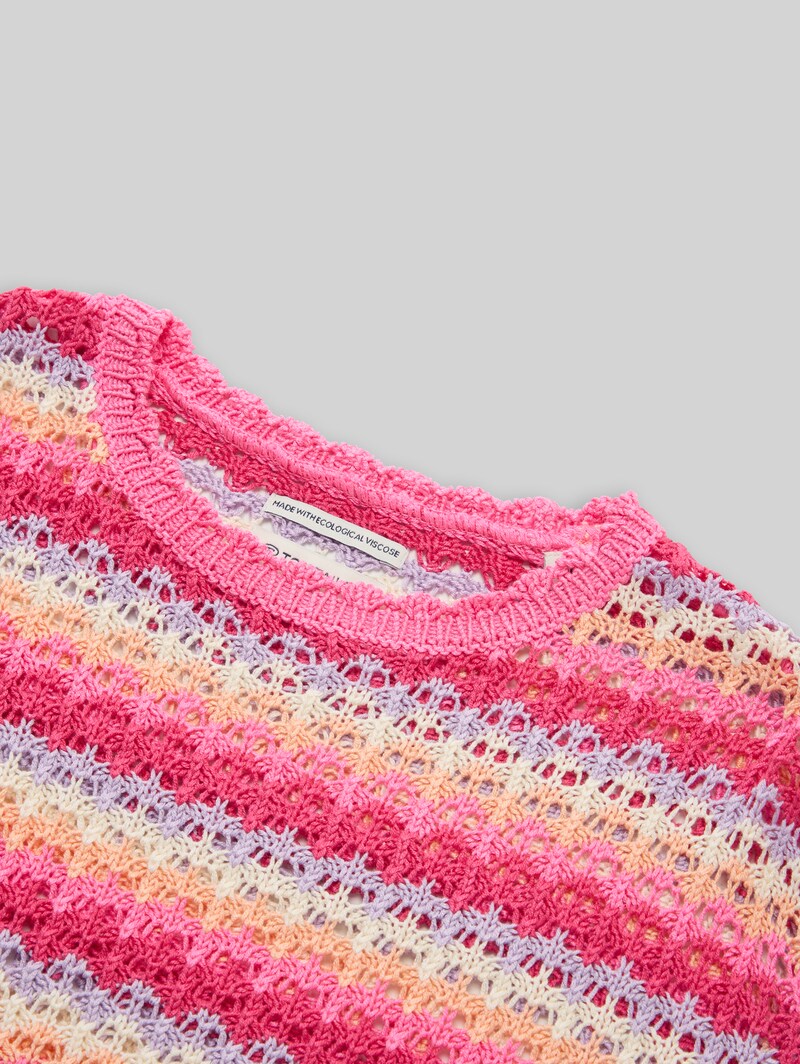 Tom Tailor Oversize cropped Strickpullover - Multicolor Stripe