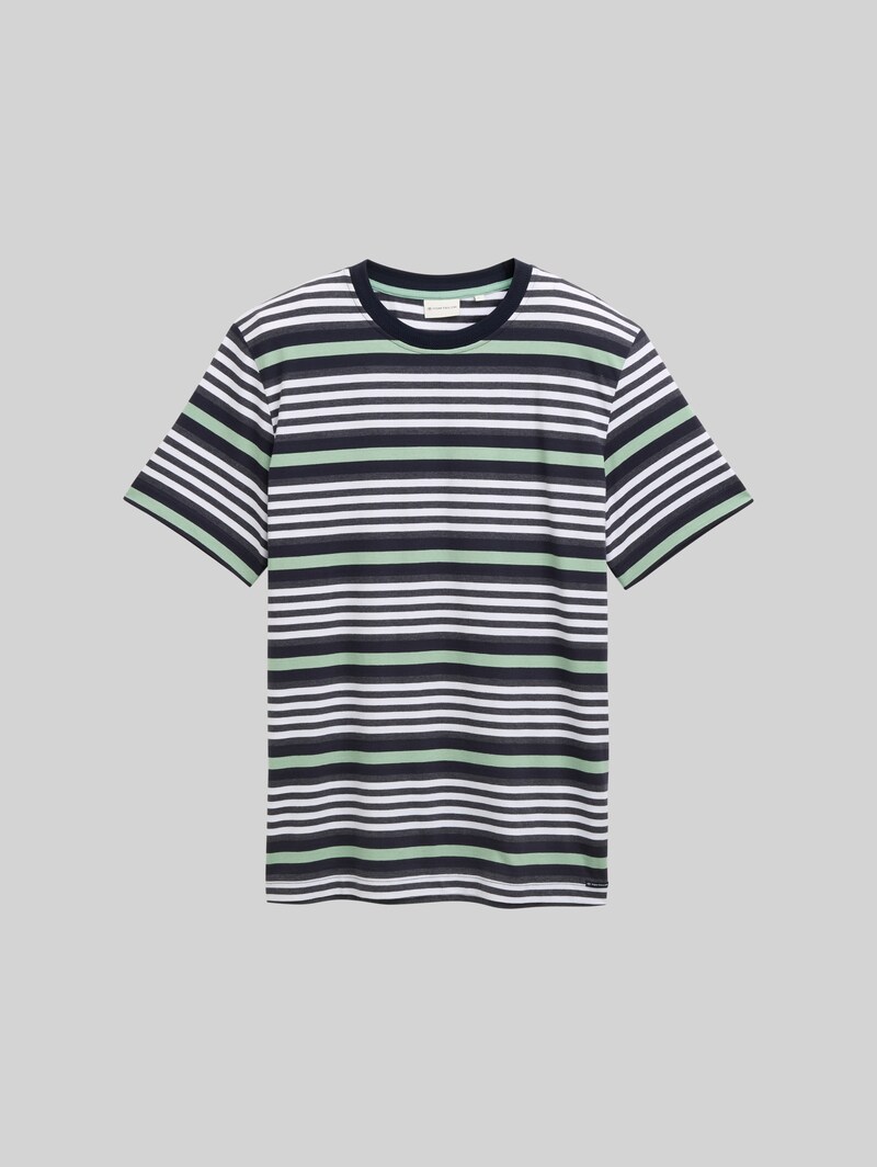 Tom Tailor T-Shirt mit Streifenmuster - Navy Multicolor Melange Stripe