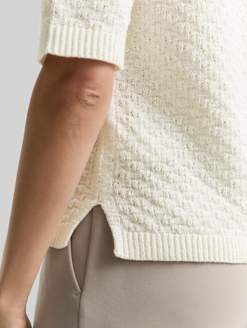 Tom Tailor Strickpullover mit Struktur - Whisper White