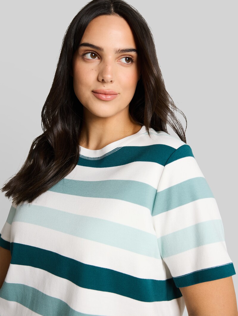 Tom Tailor Plus Size - T-Shirt aus Baumwolle - White Mint Bold Stripe