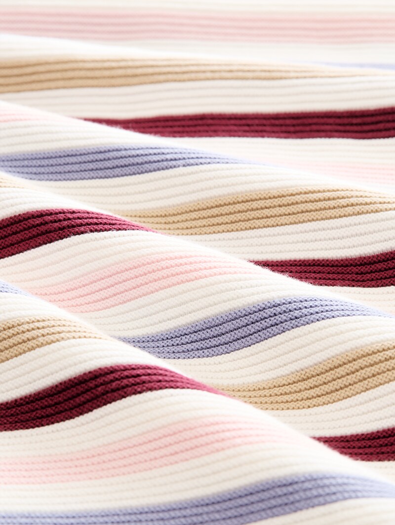 Tom Tailor Strickpullover aus Baumwolle - Rosa Beige Plum Regular Stripe