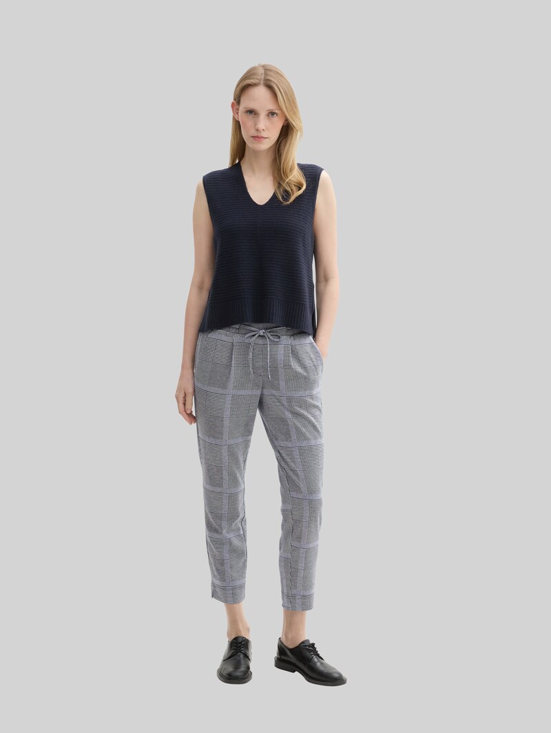 Tom Tailor Loose Fit Hose im Karomuster - Navy Blue Check