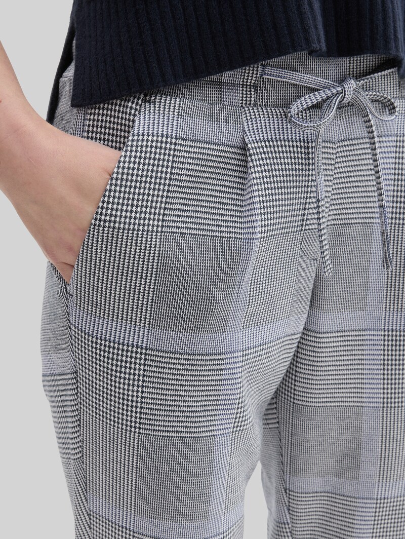Tom Tailor Loose Fit Hose im Karomuster - Navy Blue Check