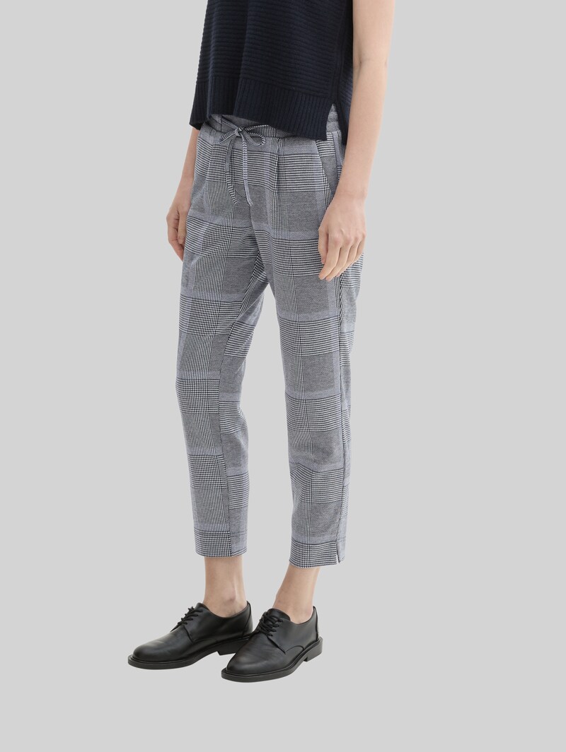 Tom Tailor Loose Fit Hose im Karomuster - Navy Blue Check