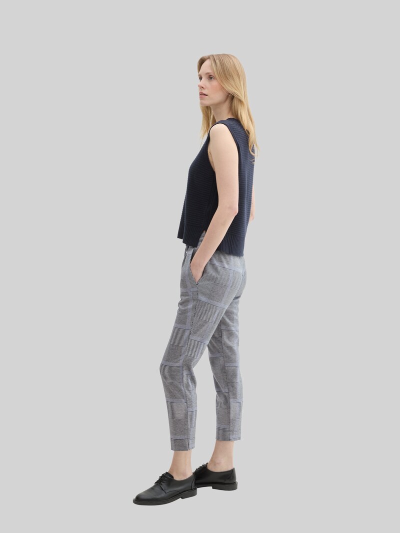 Tom Tailor Loose Fit Hose im Karomuster - Navy Blue Check