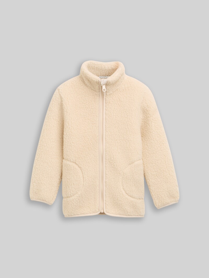 Tom Tailor Teddy Sweatjacke mit Fleece - Cloudy Beige