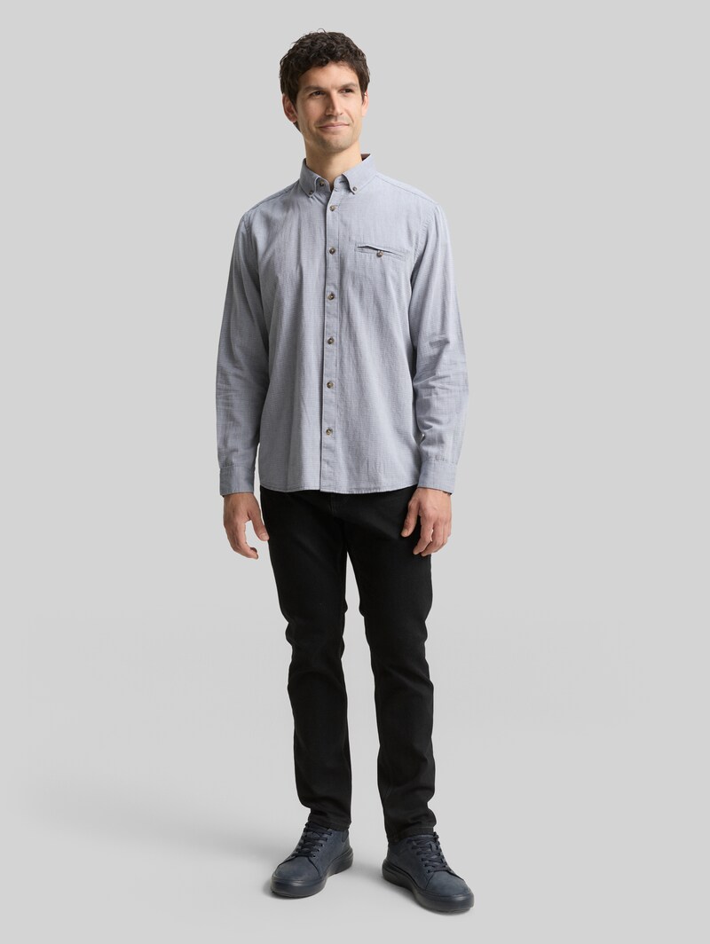 Tom Tailor Regular Fit Hemd aus Baumwolle - Navy Stripy Structure