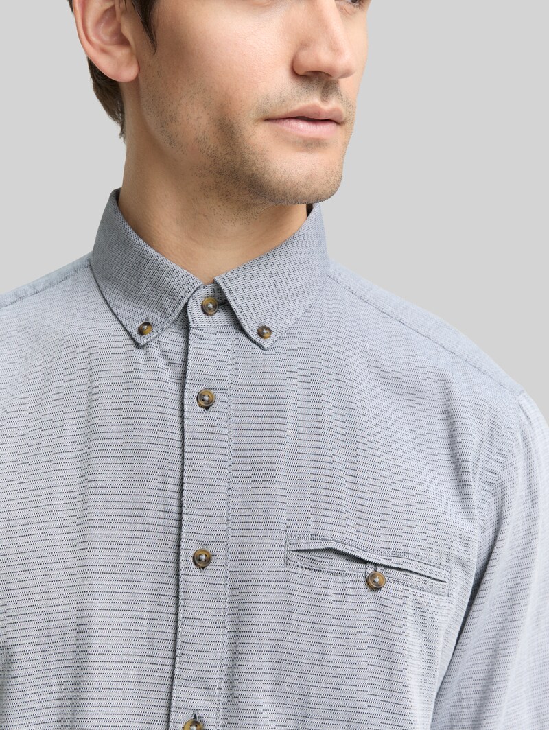 Tom Tailor Regular Fit Hemd aus Baumwolle - Navy Stripy Structure