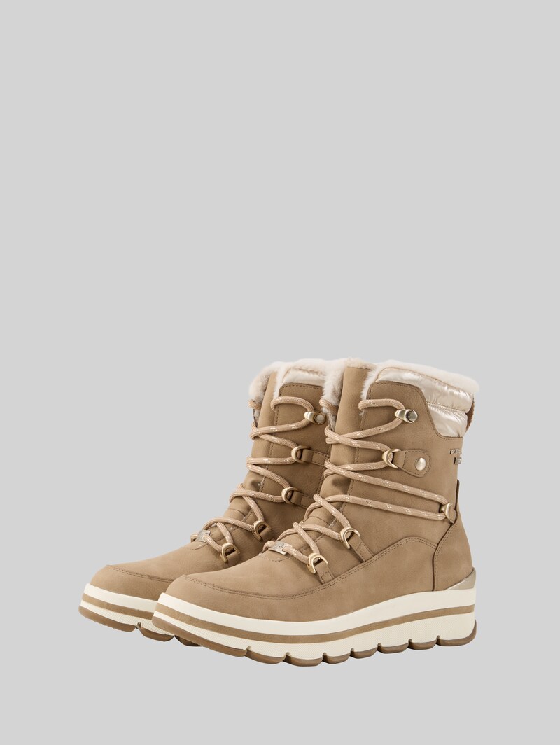 Tom Tailor Wasserfeste Schneestiefel mit Material-Mix - Dark Sand