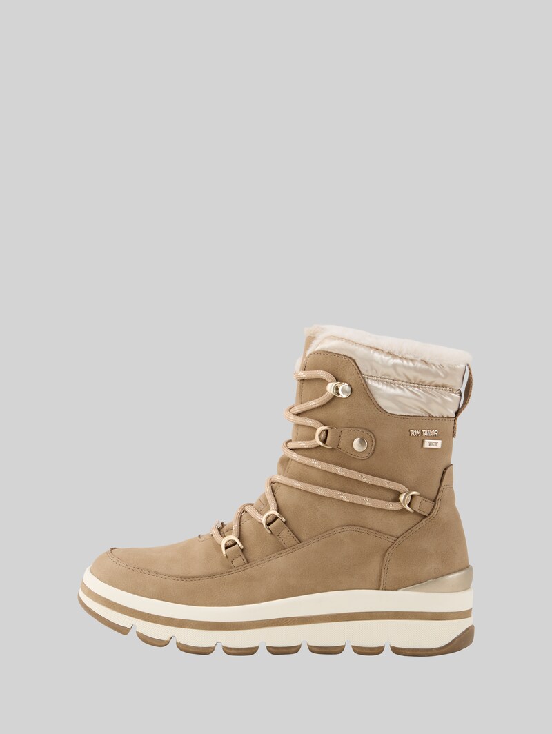 Tom Tailor Wasserfeste Schneestiefel mit Material-Mix - Dark Sand