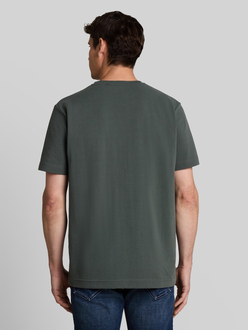 Tom Tailor Piqué T-Shirt mit Logo-Badge - Darkest Olive