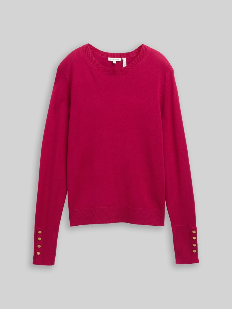 Tom Tailor Strickpullover mit Knopf-Details - Dark Pink