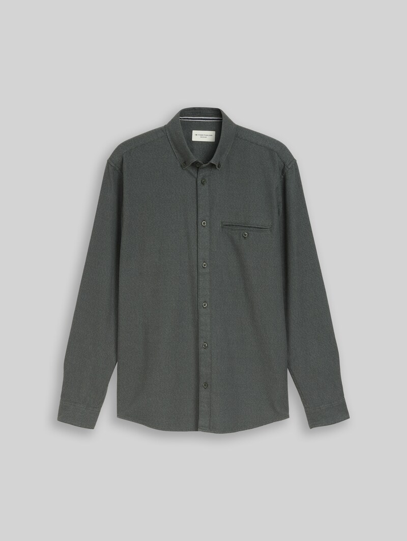 Tom Tailor Regular Fit Hemd aus Baumwolle - Green Based Structure