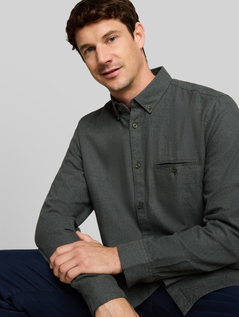 Tom Tailor Regular Fit Hemd aus Baumwolle - Green Based Structure
