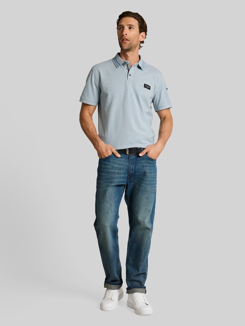 Tom Tailor Poloshirt mit Ärmeltasche - Blue White Two Tone