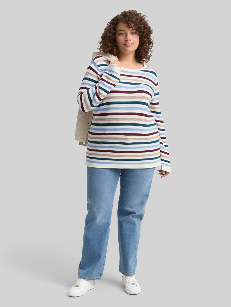 Tom Tailor Plus Size - Strickpullover aus Bio-Baumwolle - Teal Colored Ottoman Knit