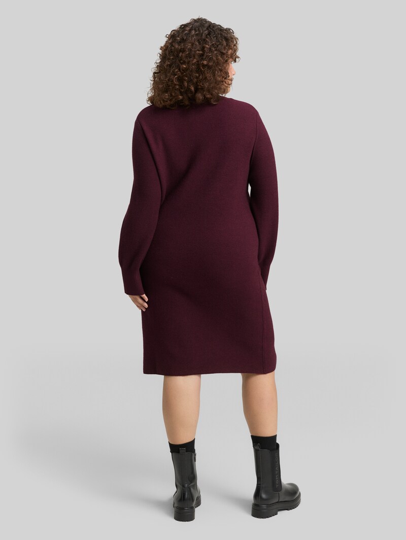 Tom Tailor Plus Size - Strickkleid mit Stehkragen - Dark Red Mélange