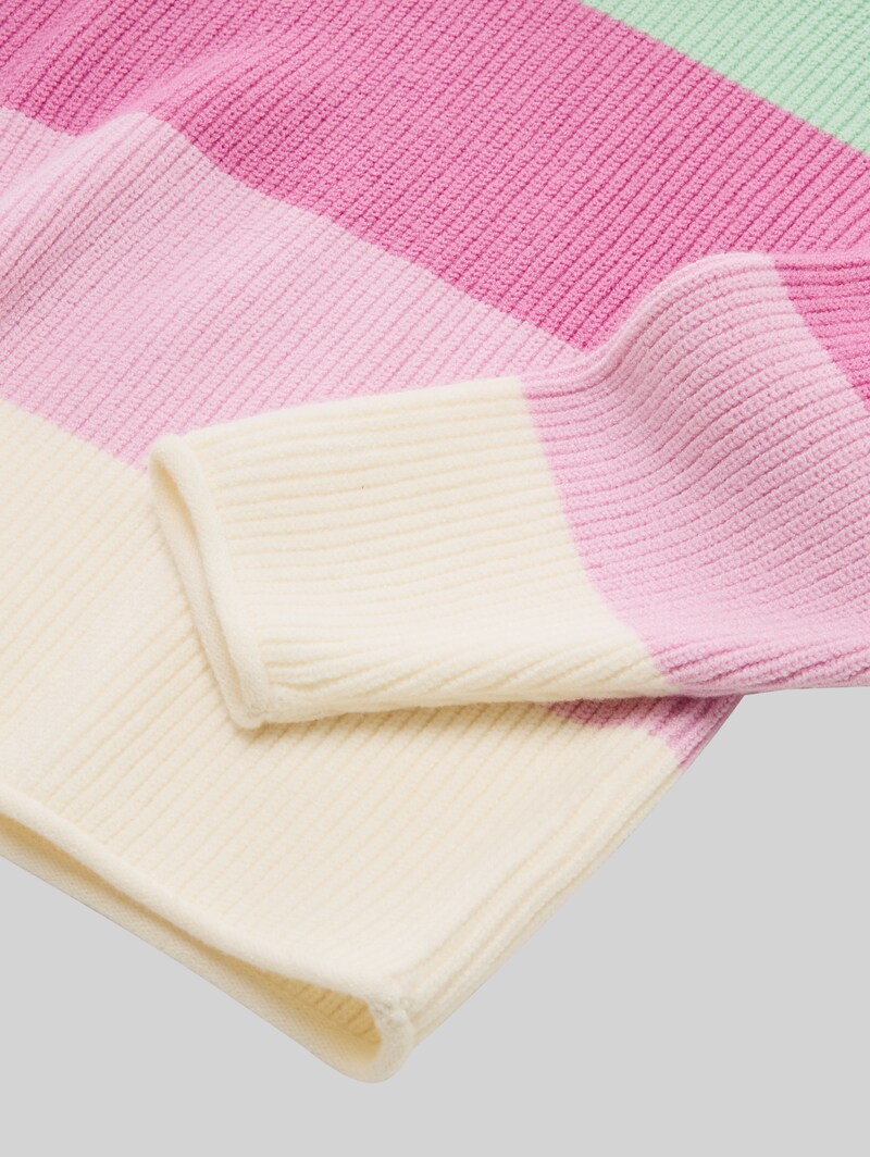 Tom Tailor Cropped Strickpullover - Multicolor Green Block Stripe