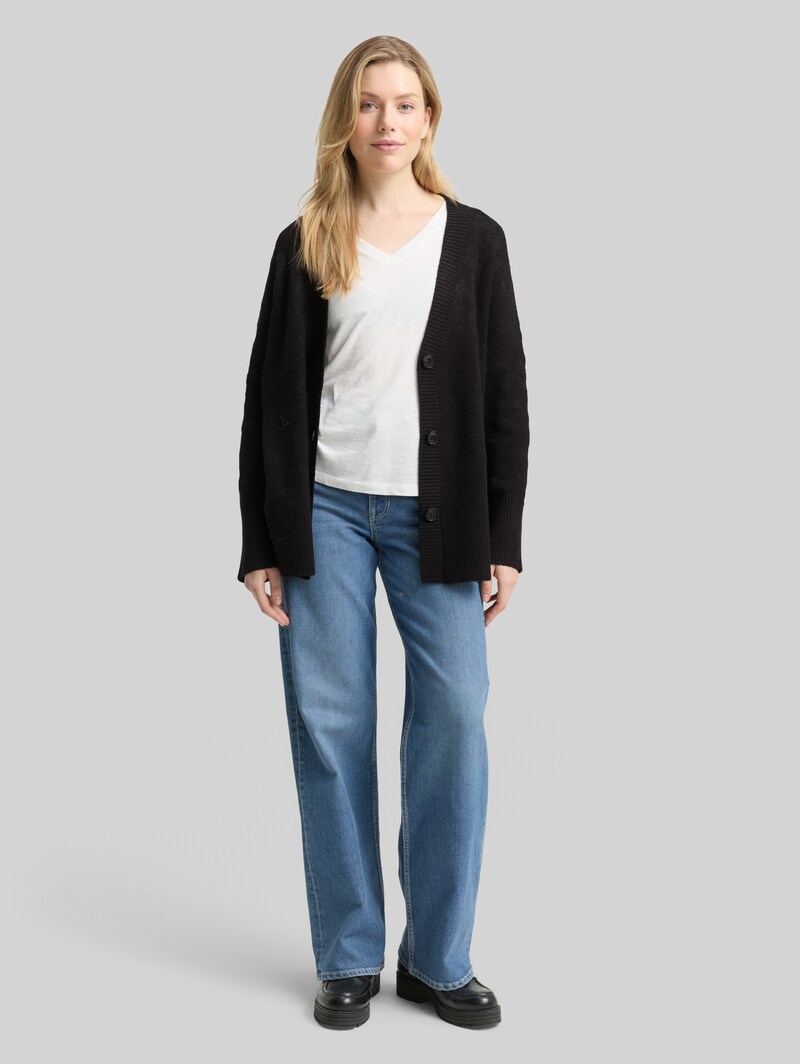 Tom Tailor Oversize Cardigan mit Glitzer-Effekt - Black Lurex Knit