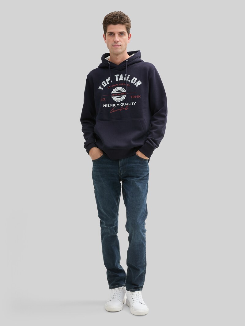 Tom Tailor Hoodie Sweatshirt mit Logo-Print - Sky Captain Blue