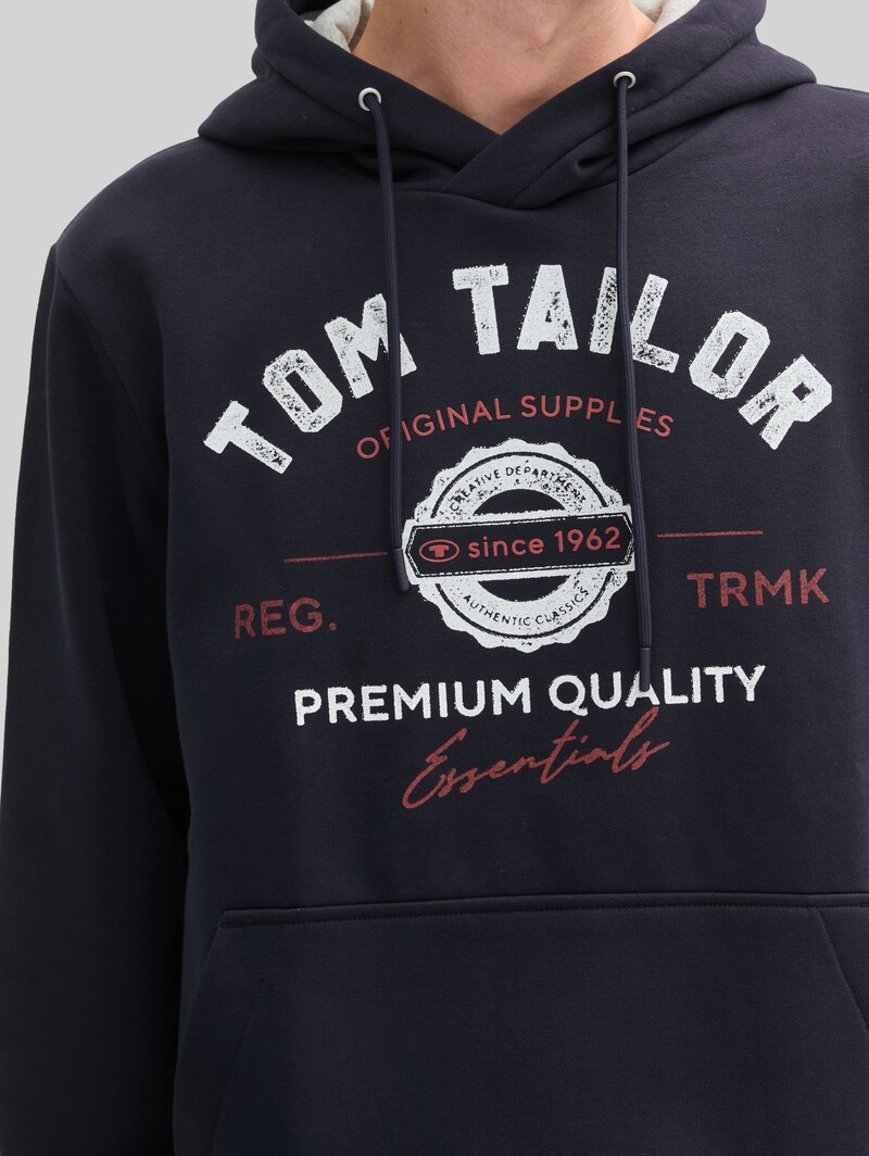 Tom Tailor Hoodie Sweatshirt mit Logo-Print - Sky Captain Blue
